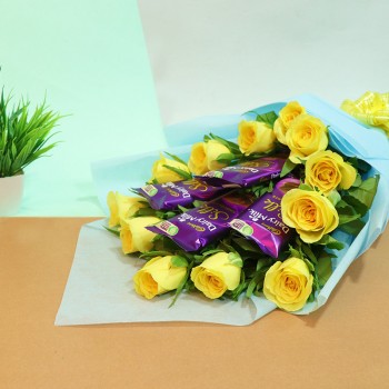 Yellow Rose With Chocolate